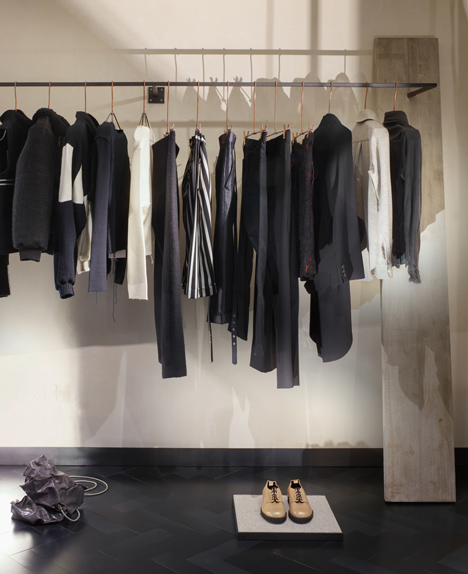 Industrial materials used to furnish Hostem womenswear interior by JamesPlumb