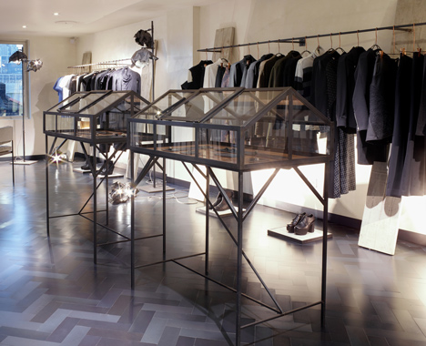 Industrial materials used to furnish Hostem womenswear interior by JamesPlumb