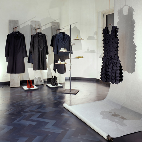 Industrial materials used to furnish Hostem womenswear interior by JamesPlumb