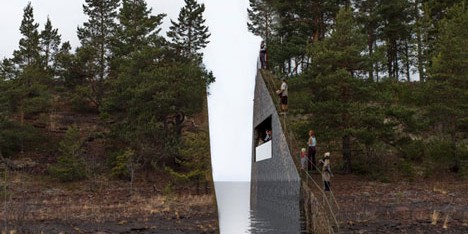 Landscape intervention by Jonas Dahlberg to honour Norwegian terrorist attack victims