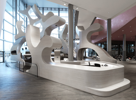 MobiVersum installation by J. Mayer H. creates huge shapes for children to clamber over at Autostadt