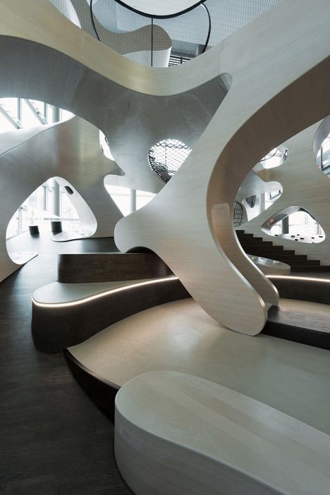 MobiVersum installation by J. Mayer H. creates huge shapes for children to clamber over at Autostadt