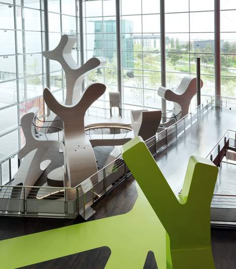 MobiVersum installation by J. Mayer H. creates huge shapes for children to clamber over at Autostadt
