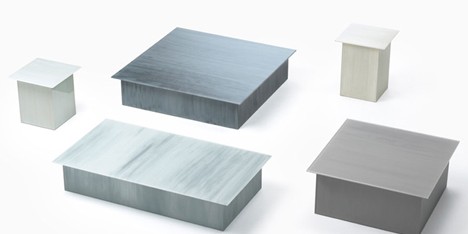 Nendo patterns glass furniture for Glasitalia with brush strokes