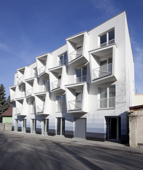 Angular balconies stretch towards sunlight at North Star Apartments by Nice Architects