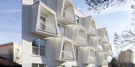Angular balconies stretch towards sunlight at North Star Apartments by Nice Architects