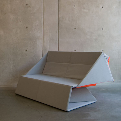 Origami Sofa by Yumi Yoshida unfolds to become a floor mat