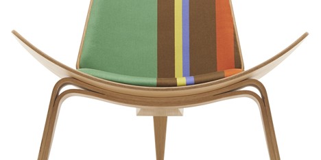Paul Smith upholsters classic furniture designs by Hans J. Wegner in his signature stripes