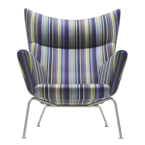 Paul Smith upholsters classic furniture designs by Hans J. Wegner in his signature stripes