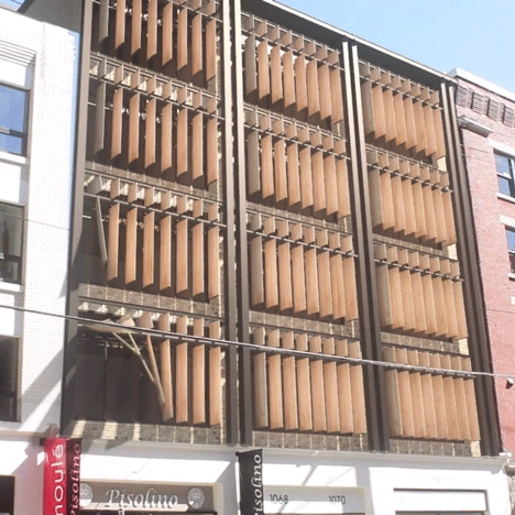 Kinetic louvres move in three dimensions to screen sunlight from any angle