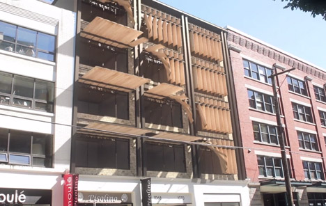 Kinetic louvres move in three dimensions to screen sunlight from any angle