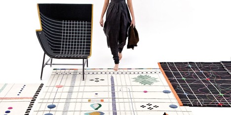 Handmade rugs designed by Doshi Levien pay homage to tribal Indian folk embroidery