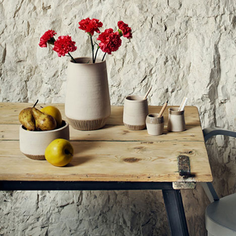 Recycled marble dust used to create simple homeware range by Francesca Gattello