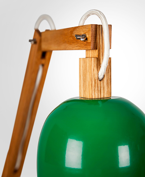 Haim Evgi crafts wooden balanced-arm TZAP lamps