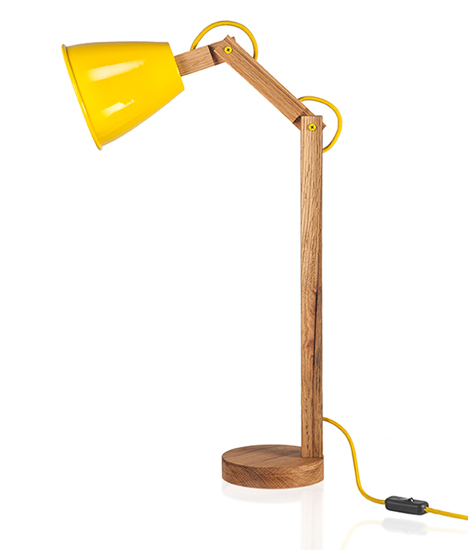 Haim Evgi crafts wooden balanced-arm TZAP lamps