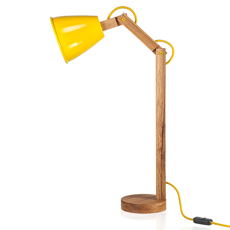 Haim Evgi crafts wooden balanced-arm TZAP lamps