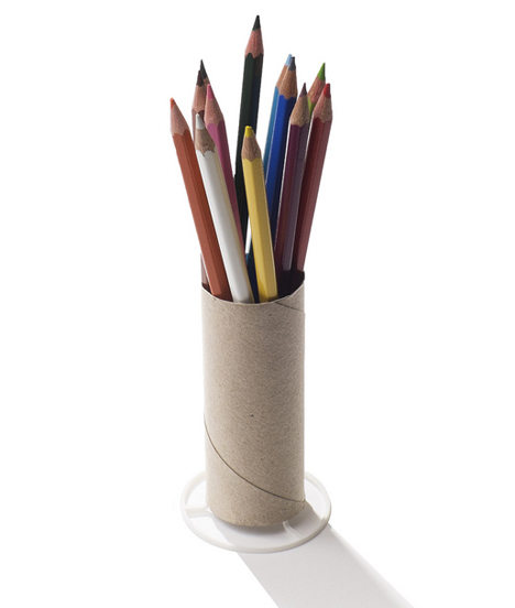 Toilet paper tube converted into 3D-printed pen holder by Aleksandar Dimitrov