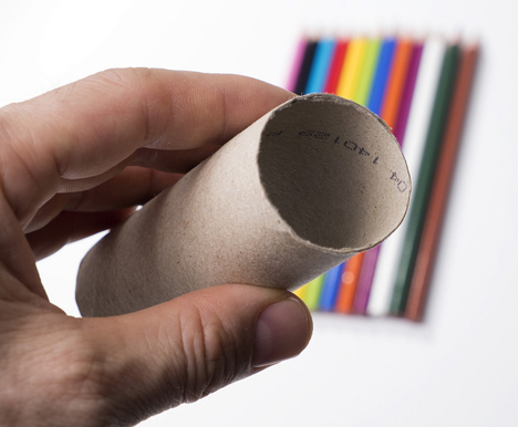 Toilet paper tube converted into 3D-printed pen holder by Aleksandar Dimitrov