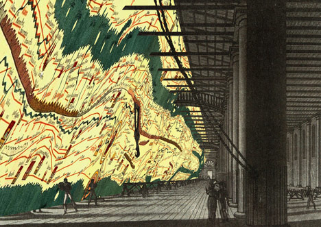 Map suspended inside the Arsenale for the Monditalia exhibition