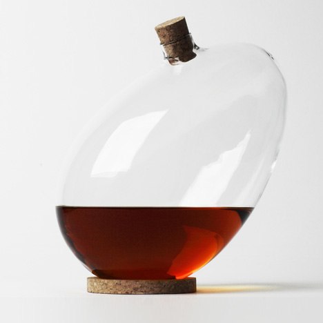 Sebastian Bergne says bottoms up with tilting egg-shaped decanter