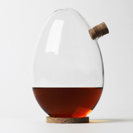 Sebastian Bergne says bottoms up with tilting egg-shaped decanter