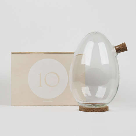 Sebastian Bergne says bottoms up with tilting egg-shaped decanter