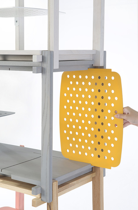 Stackle modular shelving system designed by THINKK Studio