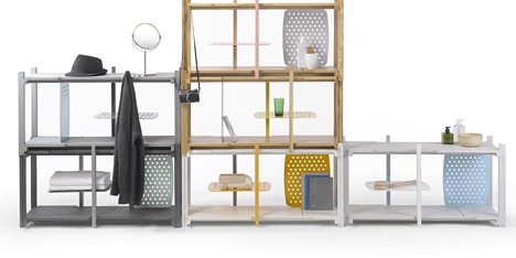 Stackle modular shelving system designed by THINKK Studio