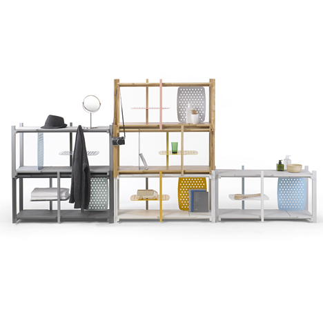 Stackle modular shelving system designed by THINKK Studio