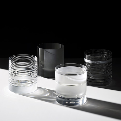 Scholten & Baijings cuts graphic patterns into glassware for J Hill's Standard