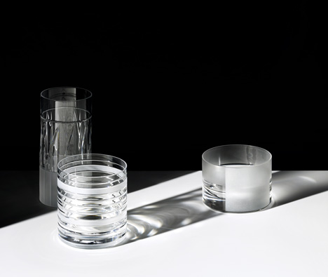 Scholten & Baijings cuts graphic patterns into glassware for J Hill's Standard