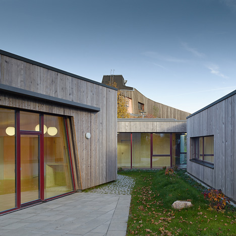 Timber clads interior and exterior of Mattes Sekiguchi's Kleinkindhaus nursery