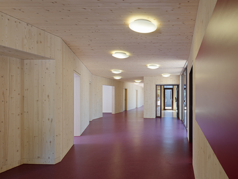 Timber clads interior and exterior of Mattes Sekiguchi's Kleinkindhaus nursery