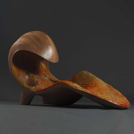 3D-printed chaise longue by Neri Oxman forms a multi-coloured cocoon