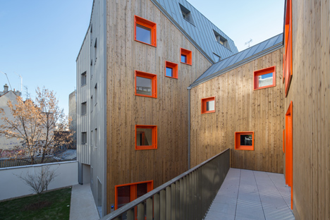 Social housing by Vous Êtes Ici Architectes slots between buildings in Paris