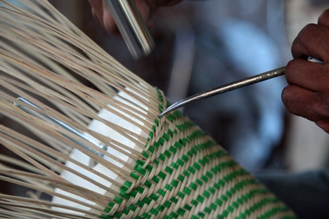 Woven plastic bottle Pet lamps by Alvaro Catalan de Ocon