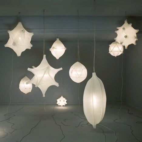 Radiolaria 3D-woven fabric lamps by Bernotat & Co