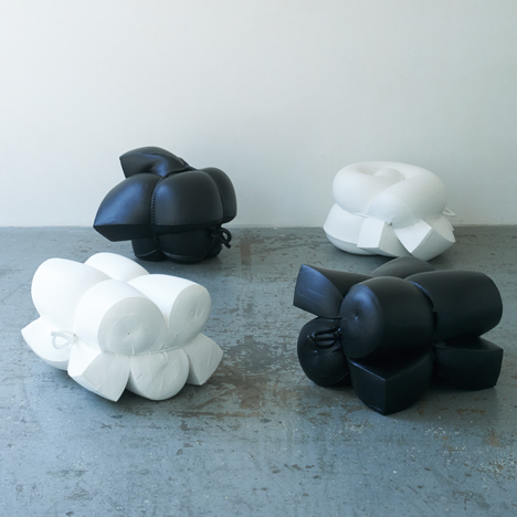 Foam dipped in rubber becomes seating by Jo Nagasaka