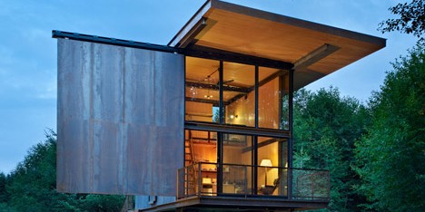 Tom Kundig creates “virtually indestructible” steel cabin on stilts
