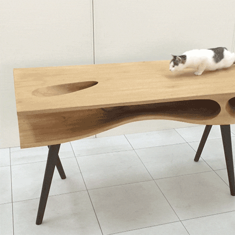 CATable by Hao Ruan offers a shared work surface for cats and their owners
