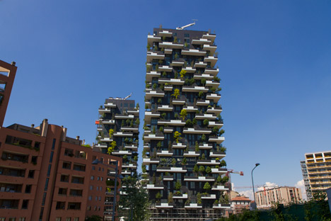 Stefano Boeri's "vertical forest" nears completion in Milan