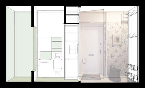 Section of Stockholm apartment by Karin Matz