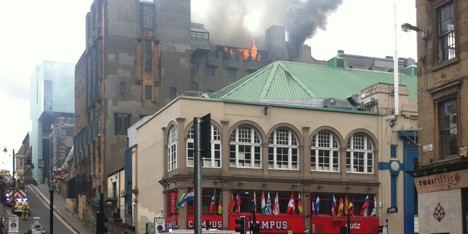 Glasgow School of Art on fire_dezeen_2sq