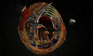 Illustration of what the starship Persephone might look like by Phil Watson & Jon Morris