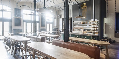 IO Studio references Czech porcelain inside modern beer hall for Radegast