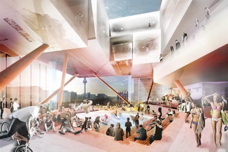J Mayer H designs Volt Berlin shopping centre offering indoor skydiving and surfing