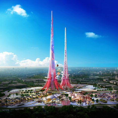 Chetwoods creates “blatantly iconic” kilometre-tall tower to act as environmental filter for Wuhan