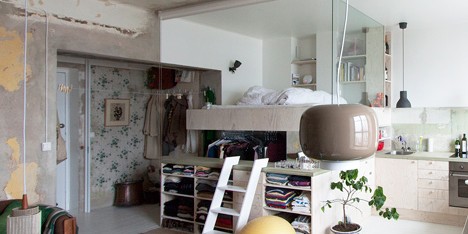 Karin Matz leaves unfinished plaster walls in renovated Stockholm apartment