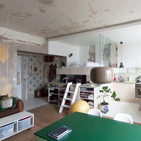 Karin Matz leaves unfinished plaster walls in renovated Stockholm apartment