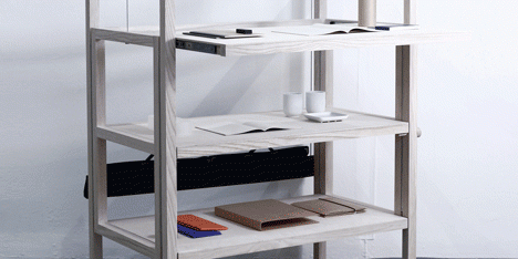 A Shelf of Tables is three desks in one shelving unit